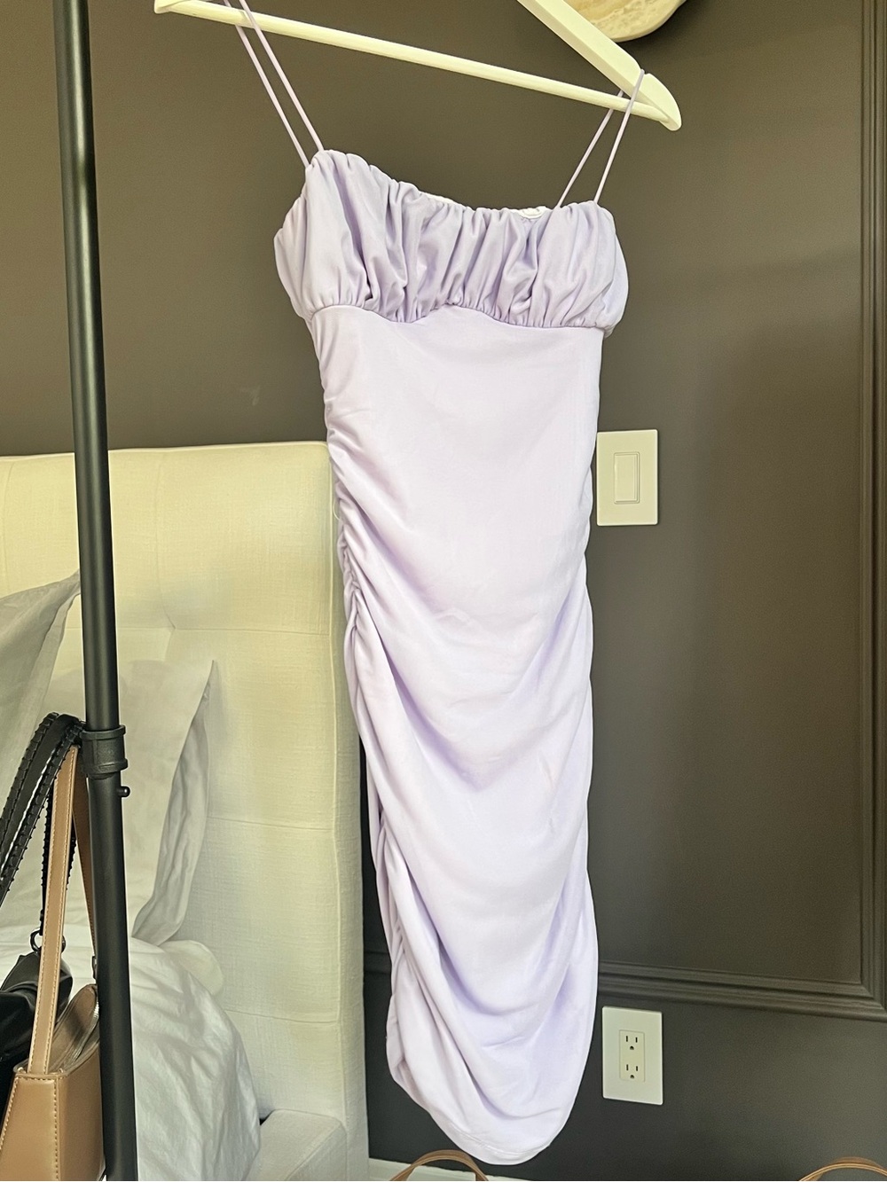Princess Polly Lilac Ruched Spaghetti Strap Midi Dress